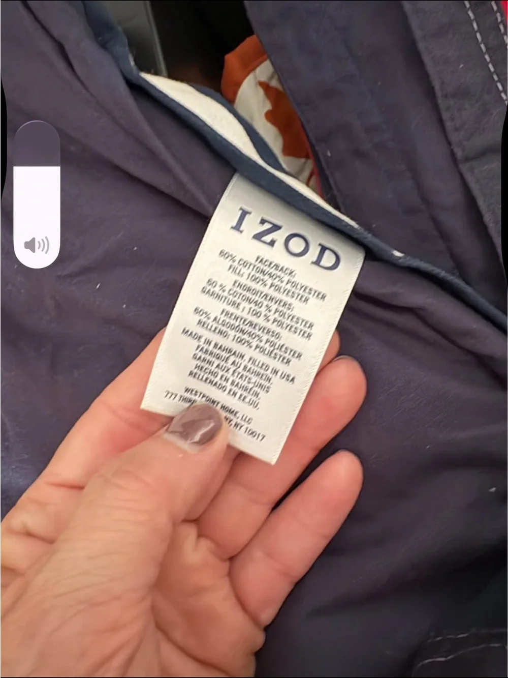 Izod Navy, White & Red Striped Comforter with throw
